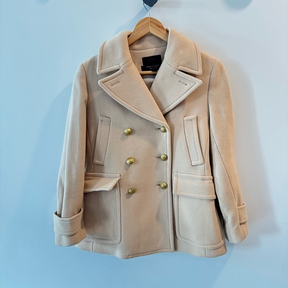 J.Crew Stadium Cloth Nelli Gori Majesty Wool Pea Coat_Women’s Beige - Picture 2 of 10